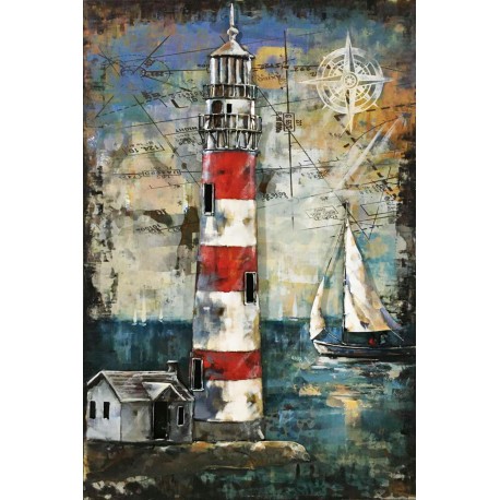 Tableau métal Le phare du navigateur 80x120 EN RELIEF
