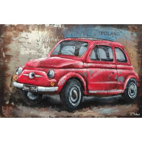 Tableau métal Fiat 500 Roma 60x90 EN RELIEF
