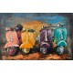 Tableau métal Quartet de Vespa 40x60 EN RELIEF