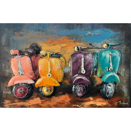 Tableau métal Quartet de Vespa 40x60 EN RELIEF