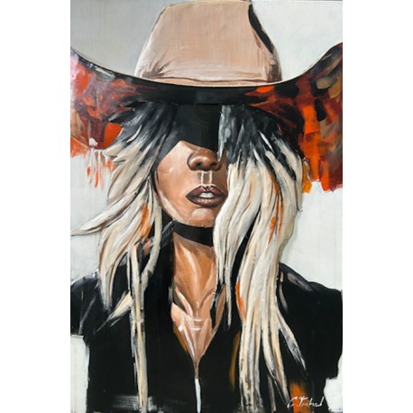 Tableau métal La chica 60x90 EN RELIEF