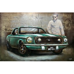Tableau métal Mustang verte MCQ 40X60 EN RELIEF 