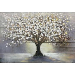 Tableau métal 80x120 Arbre de vie FOND BOIS EN RELIEF