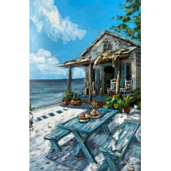 Tableau Métal Cabane de Plage 60X90