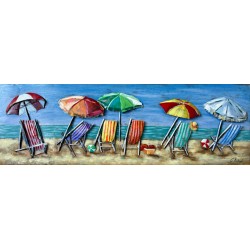 Tableau métal Farniente sur la Plage 50X150