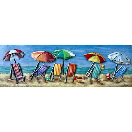 Tableau métal Farniente sur la Plage 50X150