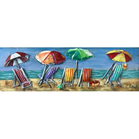 Tableau métal Farniente sur la Plage 30X90