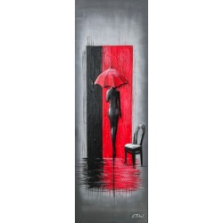 Tableau métal Silhouette sous la Pluie 50X150