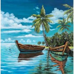 Tableau Métal Lagon Tropical 80X80
