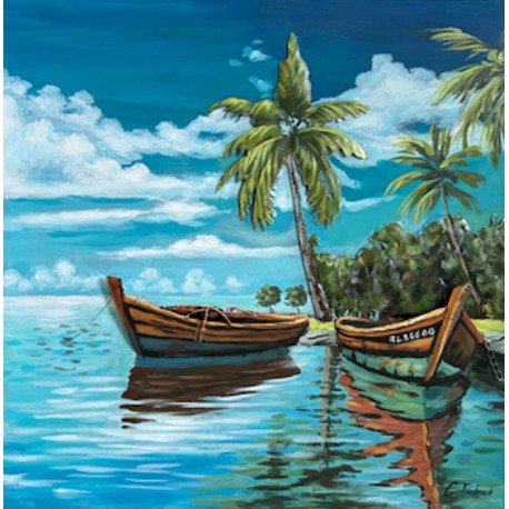 Tableau Métal Lagon Tropical 80X80