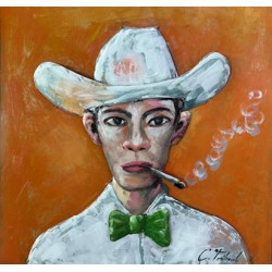 Tableau métal Le Cowboy Élégant 60X60