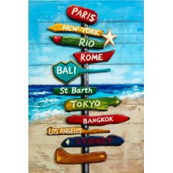 Tableau Métal Direction le Monde 60X90 