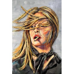 Tableau Métal Brigitte Bardot : Cheveux au Vent 60X90