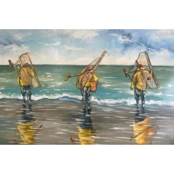 Tableau Métal Pêcheurs à Pied 60X90