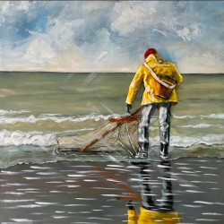 Tableau Métal Le Pêcheur Solitaire 80X80