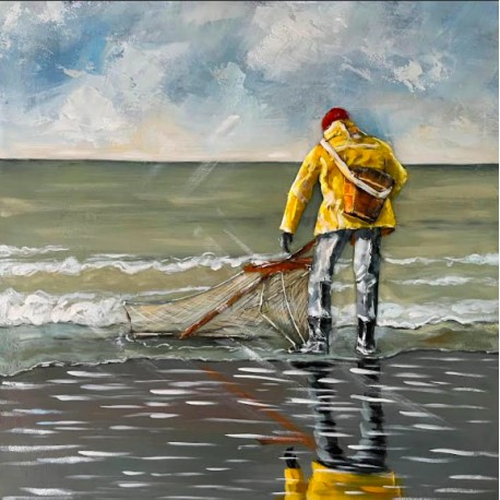 Tableau Métal Le Pêcheur Solitaire 80X80
