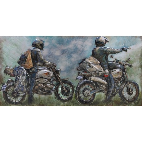 Tableau Métal Motards en Voyage 60X120