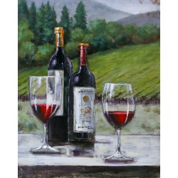 Tableau métal Bouteilles de vin 60x90 EN RELIEF