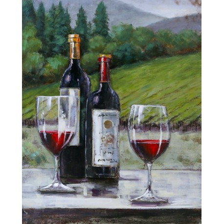 Tableau métal Bouteilles de vin 60x90 EN RELIEF