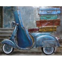 Tableau Métal Scooter Vintage en Voyage 60X90