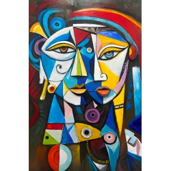 Tableau Métal Fragments de Visage 80X120 