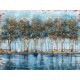 Tableau Métal Bouleaux Dorés au Bord de l'Eau 80X120
