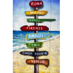Tableau Métal Direction l'Italie 40X60