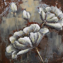 Tableau métal Pavot et coquelicot 60x60 EN RELIEF