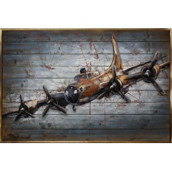 Tableau métal B 17 80x120 FOND BOIS EN RELIEF